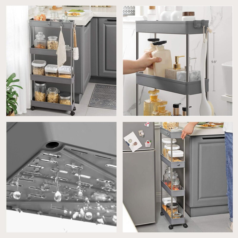 Úzky vozík na kolieskach do kuchyne Úzky vozík na kolieskach do kuchyne