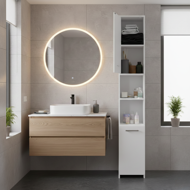 Wysoka szafka łazienkowa SILKE, 180×30×30cm, biała