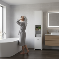Wysoka szafka łazienkowa SILKE, 180×30×30cm, biała