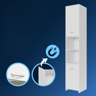 Wysoka szafka łazienkowa SILKE, 180×30×30cm, biała