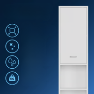 Wysoka szafka łazienkowa SILKE, 180×30×30cm, biała