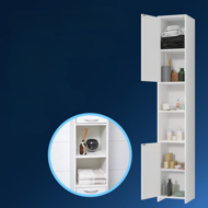 Wysoka szafka łazienkowa SILKE, 180×30×30cm, biała