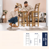 Krzesła barowe OSLO z oparciem, 2 szt., 40x36x110cm, naturalny brąz