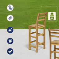 Krzesła barowe OSLO z oparciem, 2 szt., 40x36x110cm, naturalny brąz