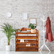 Regał na buty RUSTIC, 5 półek, 75x26x82cm, naturalna brązowa  