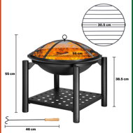 Palenisko z miejscem na drewno FIRE, Ø55cm, czarna