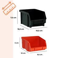 Wiszący organizer warsztatowy ORDER, 30 pudełek, 64x2x38cm, czerwona/czarna  