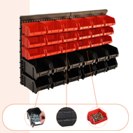Wiszący organizer warsztatowy ORDER, 30 pudełek, 64x2x38cm, czerwona/czarna  