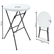Stół imprezowy LYDA z plastiku, Ø72x110cm, biała