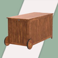Drewniana skrzynia ACACIA z kółkami, 117x52x58,5cm, naturalny brąz