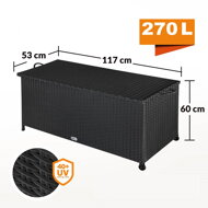 Polirattanowy pojemnik na schowek RICCO, 122x56x61cm, czarna