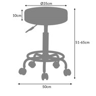 Taboretka na kółkach OXANA z podnóżkiem, Ø35cm czarna
