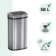 Kosz na śmieci DEUS z czujnikiem, 58 litrów, srebrna