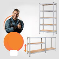 Regał o dużej nośności HEAVY, 2 sztuki, maks. 875kg, 90x40x180cm, srebrna  
