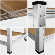 Regał o dużej nośności HEAVY, max. 700 kg, 160x90x40 cm, srebrny