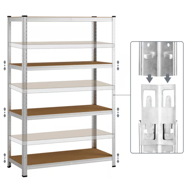 Regał o dużej nośności HEAVY, max. 700 kg, 160x90x40 cm, srebrny