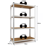 Regał o dużej nośności HEAVY, max. 700 kg, 160x90x40 cm, srebrny