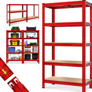 Regał o dużej nośności HEAVY, max. 875kg, 180×90×40cm, czerwony