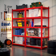 Regał o dużej nośności HEAVY, max. 875kg, 180×90×40cm, czerwony