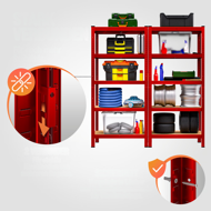 Regał o dużej nośności HEAVY, max. 875kg, 180×90×40cm, czerwony