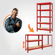 Regał o dużej nośności HEAVY, max. 875kg, 180×90×40cm, czerwony