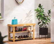 Ławka do przedpokoju z miejscem na buty NINA, 90x32x46cm, naturalny brąz