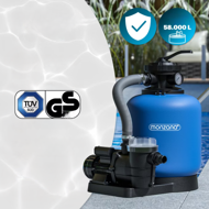 Filtracja piaskowa do basenu AQUA z filtrem wstępnym 13 200 l/h, niebieska