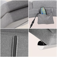 Leżanka LONDON z funkcją masażu i ogrzewania, 186×55×89cm, szara