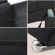 Leżanka LONDON z funkcją masażu i podgrzewania, 186x55x89 cm, antracytowa