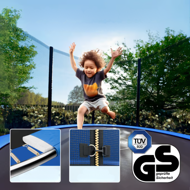 Trampolina z siatką ochronną JUMP, Ø183 cm, czarna/niebieska
