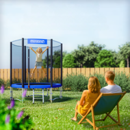 Trampolina z siatką ochronną JUMP, Ø183 cm, czarna/niebieska