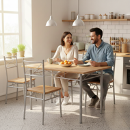 Zestaw jadalniany PAUL, 5 części, naturalny brąz