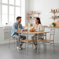 Zestaw jadalniany PAUL, 5 części, naturalny brąz