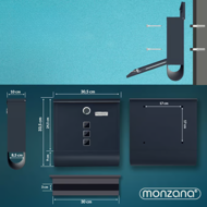 Skrzynka pocztowa z tubą na gazety POST, 30,5x10x33,5cm, antracyt