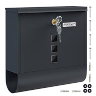 Skrzynka pocztowa z tubą na gazety POST, 30,5x10x33,5cm, antracyt