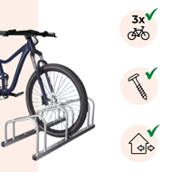 Stojak na 3 rowery BIKE, 84x32x27cm, srebrna  