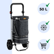 Torba na zakupy na kółkach EASY, 50l, czarna