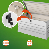 Metalowa skrzynia ogrodowa METALBOX, 385L, 120×62×63cm, szara