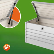 Metalowa skrzynia ogrodowa METALBOX, 385L, 120×62×63cm, szara