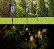 Solarna lampa ogrodowa FIORE, 2 sztuki, 9,5x76,5cm, czarna  