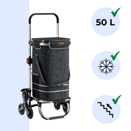 Torba na zakupy na kółkach do schodów COMFORT, 50l, czarna