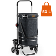 Torba na zakupy na kółkach do schodów COMFORT, 50l, czarna