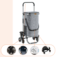 Torba na zakupy na kółkach do schodów COMFORT, 50l, szara