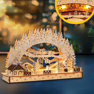 Świąteczny LED łuk CLEMENT, 45x12,5x28cm, naturalny brąz