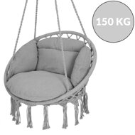 Wiszące krzesło BOHO z poduszkami, Ø61cm, jasnoszara  