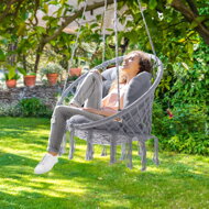 Wiszące krzesło BOHO z poduszkami, Ø61cm, jasnoszara  