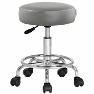 Taboretka na kółkach OXANA z podnóżkiem, Ø35cm szara