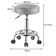 Taboretka na kółkach OXANA z podnóżkiem, Ø35cm szara