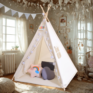 Namiot tipi JULIUS, 120x120x160cm, biała/szara
