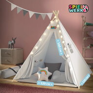 Namiot tipi JULIUS, 120x120x160cm, biała/szara